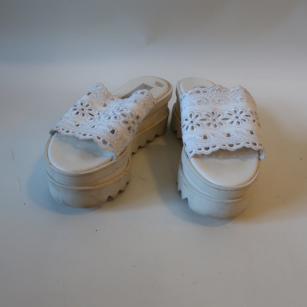 WOMENS STELLA MCCARTNEY WHITE EYELET PLATFORM SANDAL SLIDES 36.5 US/6.5 * - Picture 3 of 10